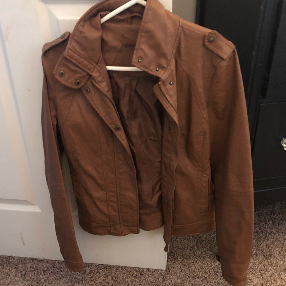 Leather jacket-Brown/tan-Aeropostale